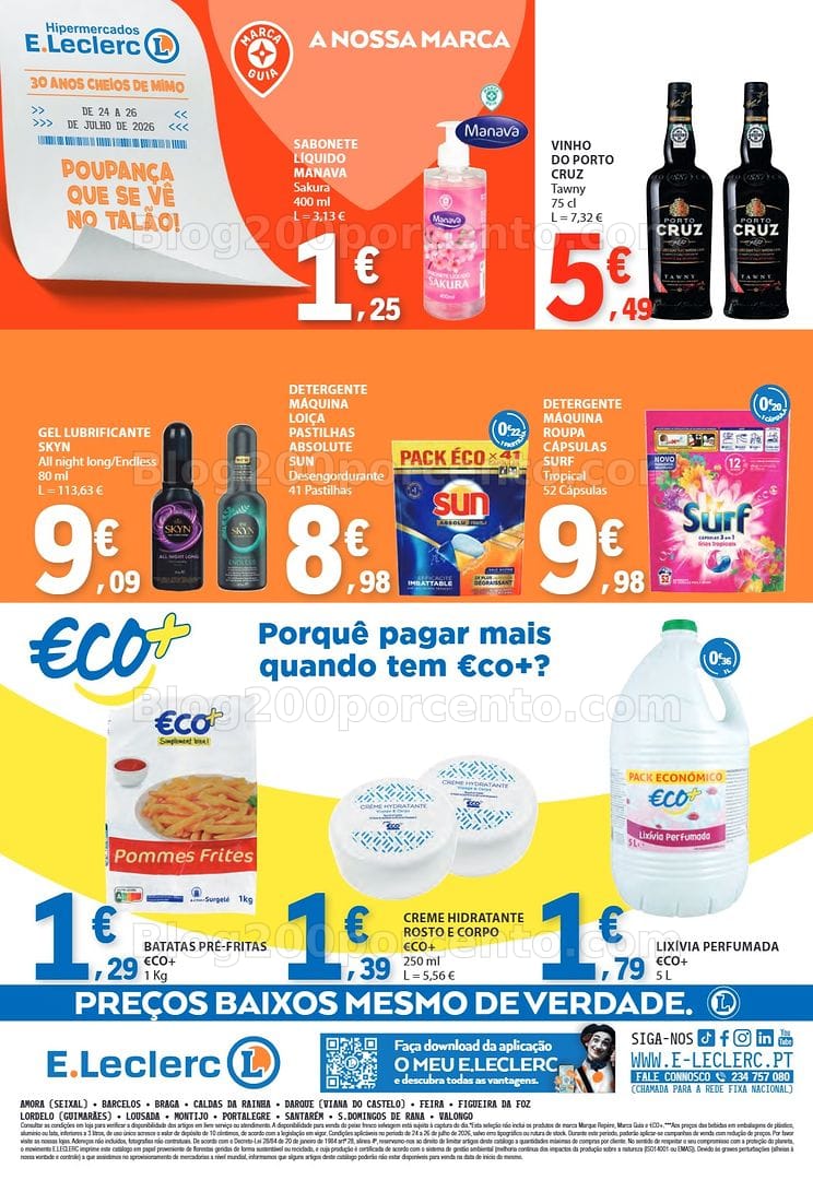 Antevisão Folheto E-LECLERC Promoções Fim de Semana - 24 a 26 julho